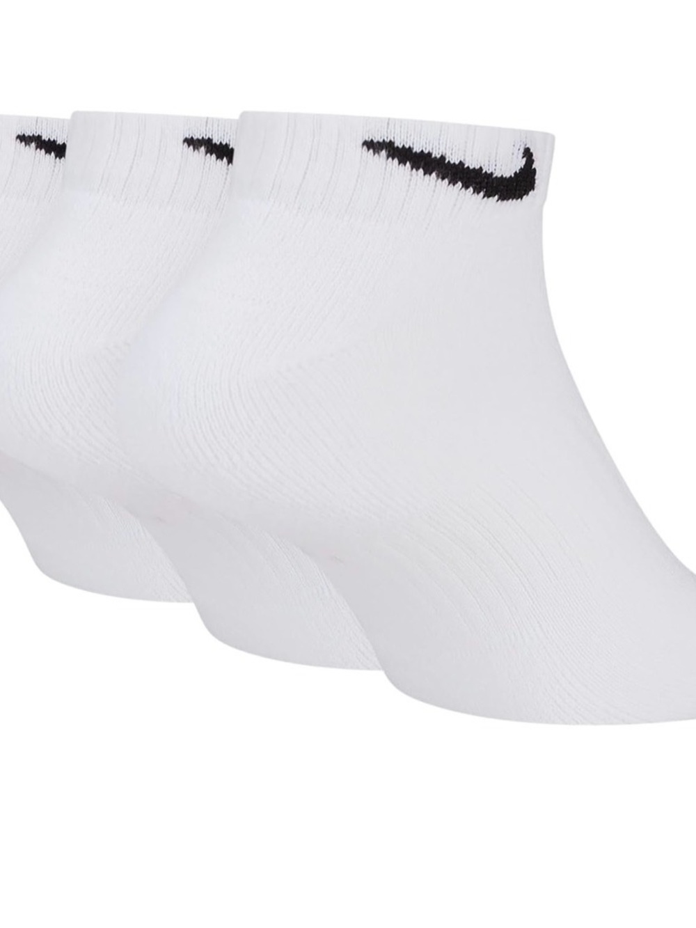 Nike White Low-Cut Athletic Socks with Black Swoosh - 3 Pack